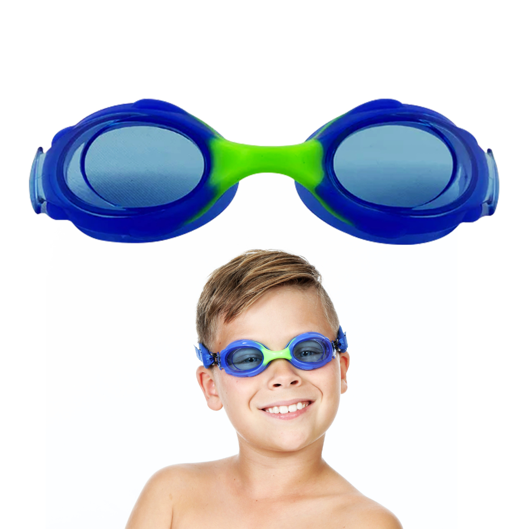 Kids Swim Goggles Blue Silicone BlueTint No Strap Frogglez Swimming Goggles