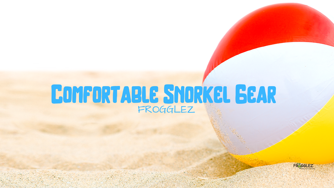 snorkel on sandy beach with ball