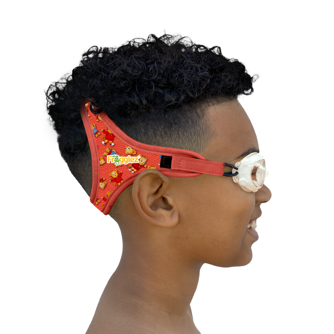 Daniel Tiger's Neighborhood themed Frogglez Goggles. Swim goggles for kids. Water gear for kids ages 3-10