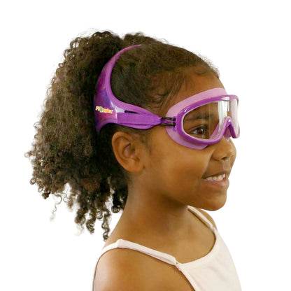Purple Galaxy  patterned swimming mask on white background