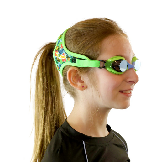 Green tropical frogglez swim goggles